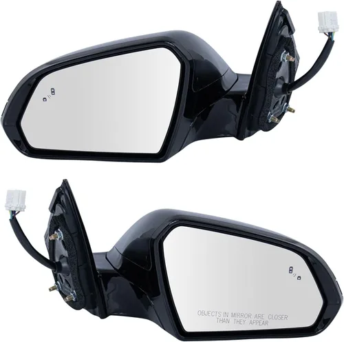 Vista 19 de TRQ Conjunto de 2 piezas de espejo lateral para conductor y pasajero, ajuste eléctrico, sin calefacción, sin memoria, color negro, compatible