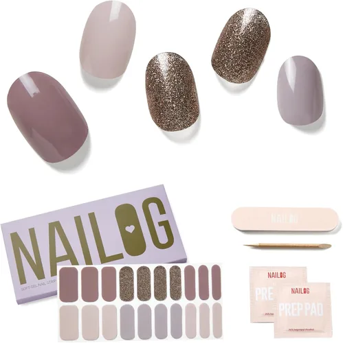 Vista 17 de Tiras de Gel para Uñas Semi Curadas, NAILOG 20 piezas Calcomanías de Uñas de Larga Duración que Funcionan con Cualquier Luz UV, Envolturas con Aurora