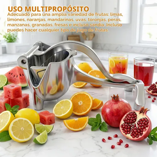 Vista 4 de Exprimidor manual y exprimidor de limón, exprimidor de cítricos de aluminio resistente de 0.6L, prensa de naranja, extractor de jugo de mano fácil