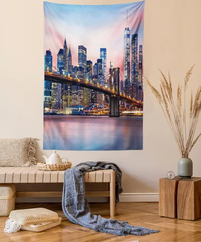 Vista 25 de Ambesonne Tapiz Trippy, vista panorámica de la cascada con bosques de ensueño y mandala oriental psicodélico, decoración de tela para colgar