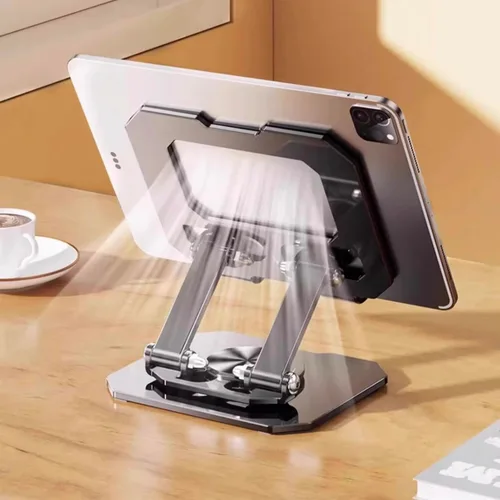 Vista 8 de Soporte de tableta para iPad, soporte de escritorio giratorio de 360°, soporte de escritorio plegable ajustable de acero al carbono, para iPad Pro
