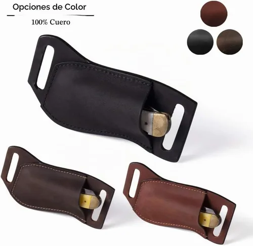 Vista 9 de Gentlestache Funda de cuero para cuchillo de bolsillo para cinturón, funda plegable para cuchillo, funda para cinturón EDC, color negro compacto