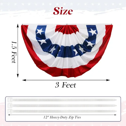 Vista 5 de HOOSUN Decoraciones del 4 de julio, banderines de bandera estadounidense para exteriores, decoraciones patrióticas del 4 de julio de 1.5 x 3 pies