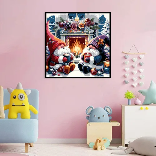 Vista 6 de ARTMYRUI Pintura navideña por números para adultos, kit de pintura de gnomos por números sobre lienzo para adultos principiantes, kits de pintura al