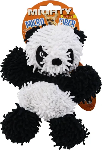 Vista 3 de MIGHTY® Paquete de 2 juguetes pequeños de microfibra para perros Panda Juguete de peluche ultra duradero con múltiples capas y costuras
