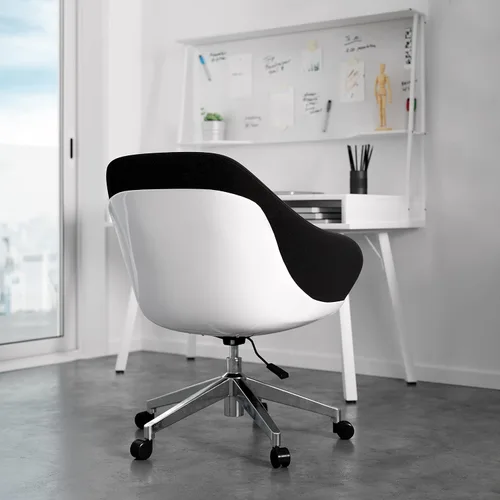 Vista 11 de Techni Mobili Silla de trabajo tapizada con soporte lumbar, silla de oficina de altura ajustable con control de inclinación y giro de 360 grados
