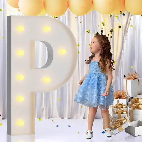 Vista 19 de IMPRSV Letras de mosaico iluminadas de marquesina, 4 pies para globos y fiestas, decoración de kit de arco