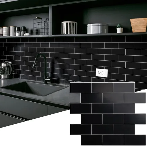 Vista 27 de 1 paquete de azulejo autoadhesivo para salpicadero de 12"x12" de PVC para pared, azulejo autoadhesivo para salpicadero de cocina, azulejo de baño