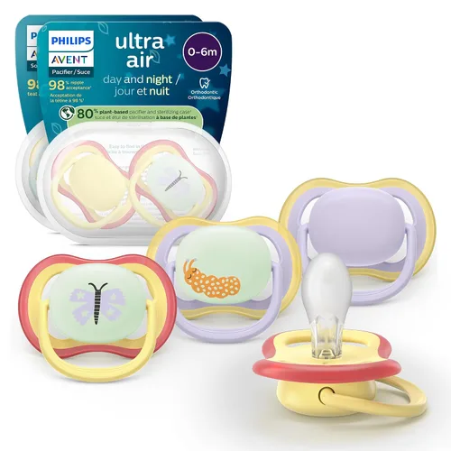 Vista 9 de Philips Avent Chupete de bebé ultra suave para día y noche, de 0 a 6 meses Azul/Verde