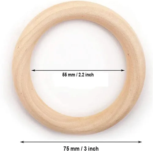 Vista 2 de 10 unidades de anillos de madera sin terminar de 75 mm para manualidades, 3 pulgadas de madera maciza natural para manualidades DIY sin pintura
