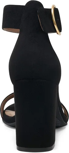 Vista 3 de Aerosoles Sandalias de tacón Lawrence para mujer, gamuza sintética negra, 12 ancha, negro (Black Faux Suede)