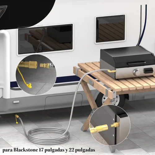 Vista 7 de Manguera de propano de conexión rápida de 6 pies para RV a parrilla a gas, manguera de propano de conexión rápida para RV de 1/4" hembra