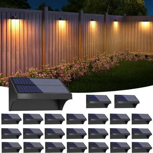 Vista 8 de NIORSUN Luces de valla para exteriores, paquete de 6 luces solares LED impermeables para valla con batería de 1500 mAh, blanco cálido/blanco Negro