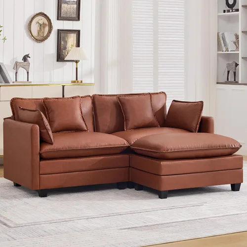 Vista 20 de Sofá modular en forma de nube de 113 pulgadas, sofás de asiento profundo de gran tamaño para sala de estar, sofá modular tapizado de chenilla