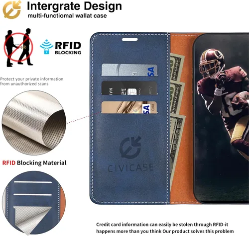 Vista 3 de Funda tipo cartera para Samsung Galaxy Note 8, funda de piel con bloqueo RFID, soporte magnético con tapa abatible, a prueba de golpes, compatible