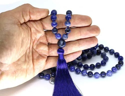 Vista 4 de Collar de cuentas Mala de 0315pulgadas de alta calidad collar Mala de Japa Mala 108 Mala para meditación collar de meditación de mantra collar