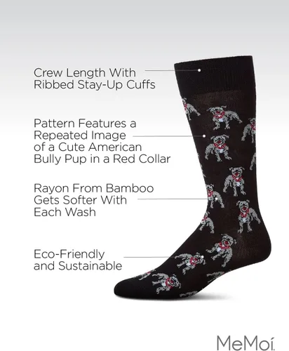 Vista 3 de MeMoi American Bully Dog Men's Socks, Rayon Blend Mens Crew Socks, Environmentally Friendly Fabric - Sizes 10-13