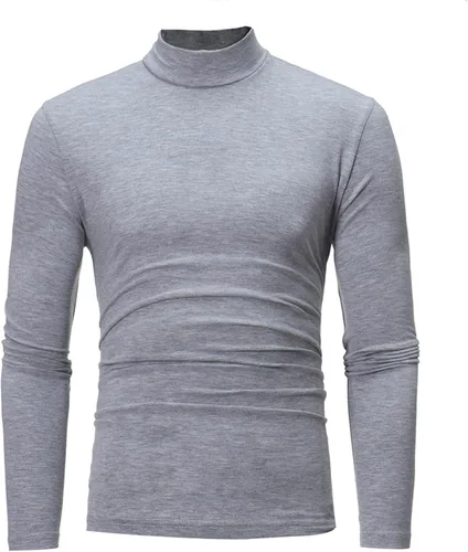 Vista 8 de Muscularfit Suéteres casuales para hombre, cuello alto, manga larga, tejido de punto grande y alto, forro polar, suéteres cálidos