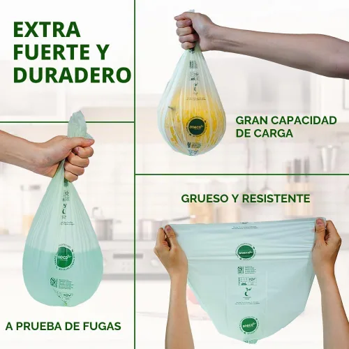 Vista 4 de ANECO Bolsas de basura de alimentos 100% compostables para el hogar, 1.6