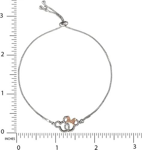 Vista 5 de Disney Mickey and Minnie Mouse Lariat Bracelet, Sterling Silver