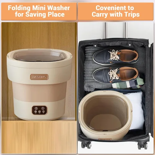 Vista 4 de Mini lavadora y secadora, mini lavadora plegable de 12 l para ropa interior, lavadora plegable mejorada para ropa de bebé, calcetines y apartamento
