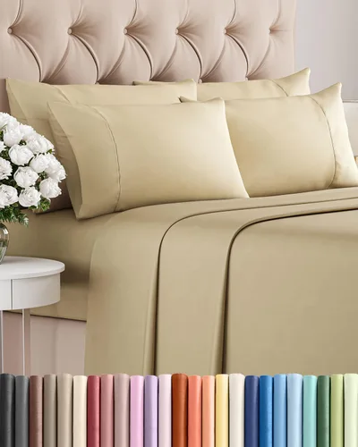 Vista 56 de Juego de sábanas Twin de 4 piezas - Cómodo, transpirable y refrescante - Juego de ropa de cama de lujo de hotel ultrasuave con bolsillos profundos