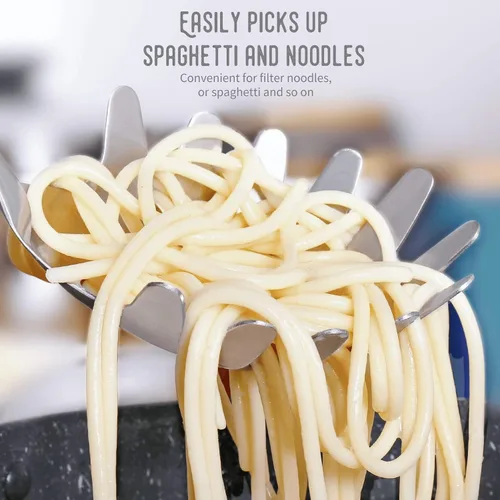 Vista 4 de Servidor de espaguetis, [resistente al óxido, formación integral, duradero] Tenedor para pasta Newness de acero inoxidable 304 con mango ergonómico