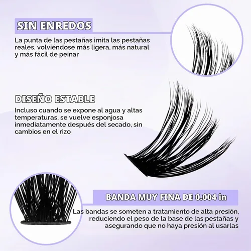 Vista 2 de Racimos de pestañas 60D/80D, extensiones de pestañas DIY, pestañas rizadas D, racimos de pestañas esponjosas, longitud mixta 12-16 mm, racimos