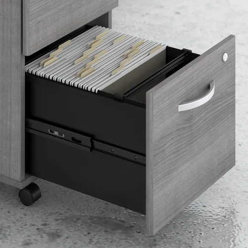 Vista 4 de Bush Business Furniture Studio C - Archivador móvil de 3 cajones en gris platino Unidad de almacenamiento de oficina ensamblada para el hogar