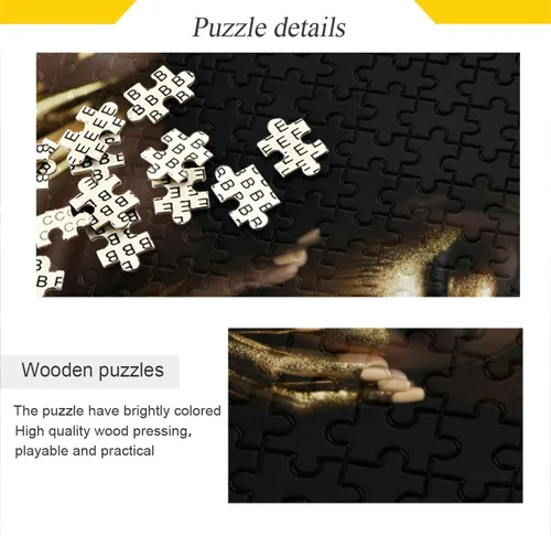 Vista 2 de Golden African Women Jigsaw Puzzles 500 Pieces for Adults with Mesh Storage Bag 2012186