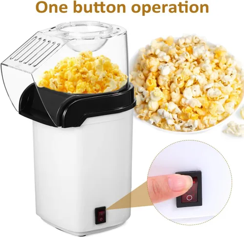 Vista 6 de Ciieeo Máquina eléctrica de palomitas de maíz de aire caliente, compacta para el hogar, con tapa de medición, enchufe de 110 V, fácil operación