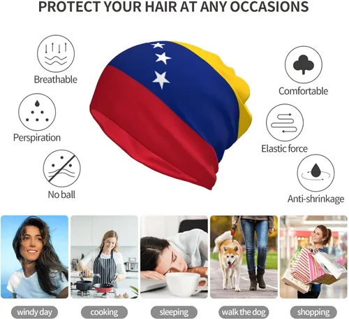 Vista 8 de Gorros de gorro con bandera, gorro de calavera haitiano, bufanda para mujeres y hombres