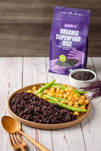 Vista 5 de Jasberry - Arroz orgánico superalimentario, arroz morado de grano entero suave y aromático, alto en antioxidantes, sin OMG, sin gluten, fácil