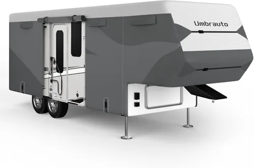 Vista 19 de Cubierta para camioneta camper para campers deslizables de 6–8 pies – Cubierta impermeable para RV Oxford 300D, con revestimiento plateado