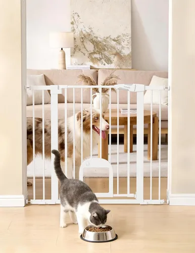Vista 12 de Babelio - Puerta para bebé mejorada con puerta ajustable para gatos, CatPrivilege, puerta duradera para perros de 29-43 pulgadas con cierre Negro