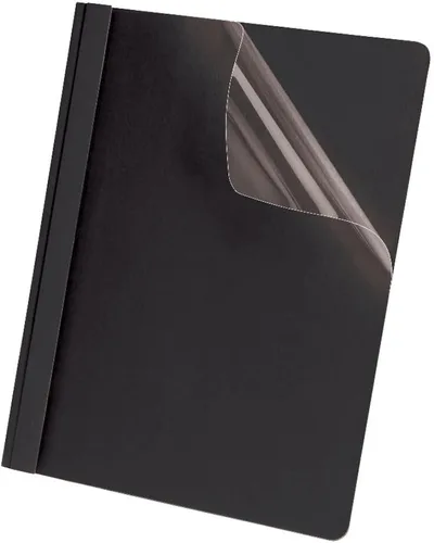 Vista 2 de Oxford tapa delantera para informes, de lino transparente, tamaño carta, 5 unidades, Negro