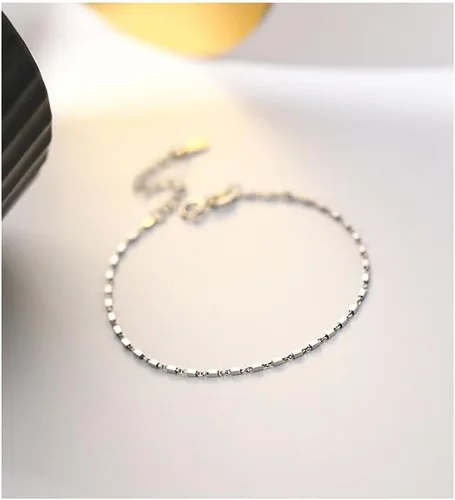 Vista 6 de ERLOSYA Pulseras de plata de ley para mujerdijes de cadena de plata 925 para adolescentes y niñaspulsera de plata ajustable delicada joyería regalo