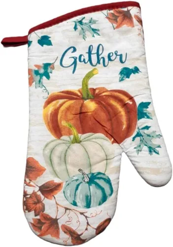Vista 3 de Moderno juego de toallas de cosecha de otoño y Acción de Gracias: toallas, soportes para ollas y guantes de horno, diseño de otoño de calabaza