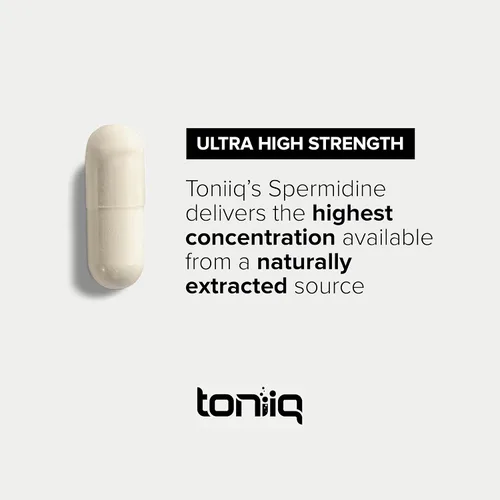 Vista 6 de Toniiq Suplementos de espermidina ultra concentrados de 500 mg para hombres y mujeres - espermidina no sintética estandarizada a no menos del 1% - 5