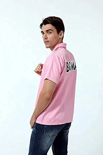 Vista 4 de Camisa de hombre de anime de Halloween camisa Badman camisa rosa Vegeta ropa diaria cuello básico de verano camisas tejidas de manga corta Rosado