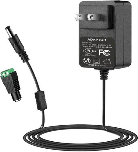 Vista 9 de Adaptador de fuente de alimentación de 12 V 1 A, certificación UL, 120 V CA a DC12 V Class2, cable de alimentación con punta de 0.217 x 0.083 in