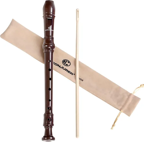 Vista 12 de CONJURER Grabadora soprano para niños y estudiantes, 10 unidades, flauta alemana de 8 agujeros, para principiantes, con varilla de limpieza y bolsa