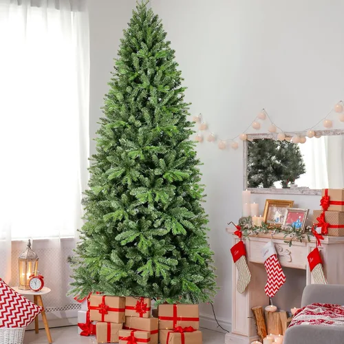 Vista 10 de Árbol de Navidad Artificial Prelit Flocado, Árbol de Navidad Artificial Pequeño con Luces LED, Árbol de Navidad LED Escarchado con Nieve