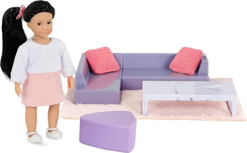 Vista 12 de Lori Muebles de comedor para muñecas y juguetes de 6 pulgadas - Accesorios para muñecas y casas de muñecas de 6 pulgadas - Mesa, sillas, platos