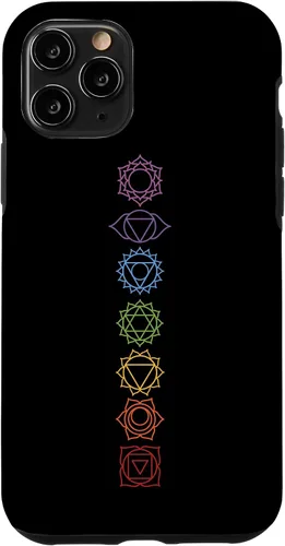 Vista 28 de Funda para iPhone 13 Pro Max, regalo espiritual Zen Rainbow Chakras alineados para amantes del yoga