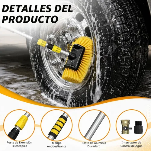 Vista 2 de SISUPASSIE Cepillo de lavado de auto, cepillo telescópico de lavado de autos de 12 pies con mango largo, cepillo de limpieza de coche de cerdas