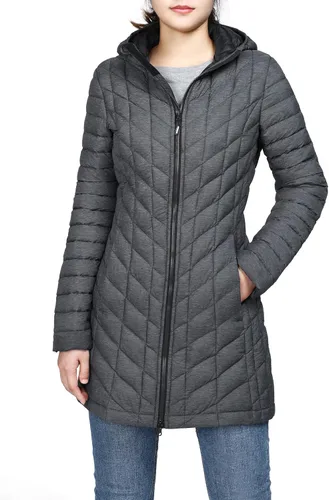 Vista 10 de Outdoor Ventures Abrigo Puffer Largo con Capucha Maryan para Mujer, Ultra Ligero, Cálido, Thermolite (Fiel a la talla. Orden Tamaño Normal) Tinta