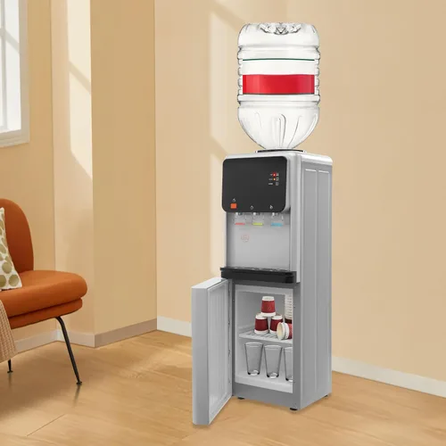Vista 7 de Dispensador de agua fría y caliente de carga superior, dispensador de enfriador de agua para botellas de 3 o 5 galones, máquina de agua con bloqueo