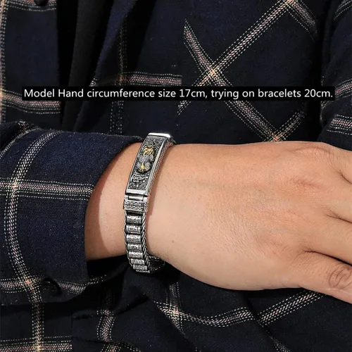 Vista 6 de Pulsera giratoria de plata esterlina S925 Feng Shui PIXIU para hombresmujeres, atrae riqueza dinero y buena suertepulsera tibetana de oración