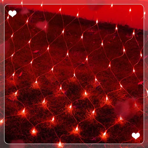 Vista 4 de Waterglide - Luces de red de San Valentín para exteriores, 12 x 5 pies, 360 luces LED de malla con 8 modos de iluminación, luces impermeables